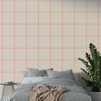 Delicate grid lines over a warm coral rose backdrop

