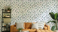 Soft blue feather wallpaper for calming interiors

