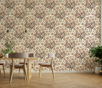 Graceful flower wallpaper featuring tied stems and bows

