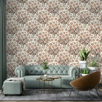 Vintage bouquet wallpaper with decorative ribbon


