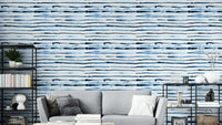 Electric blue stripe wallpaper with Nordic style

