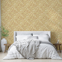 Autumn-themed wallpaper with intricate paisley patterns

