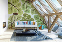 Crown shyness forest canopy wall mural design

