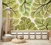 Forest ceiling view mural with natural spacing effect

