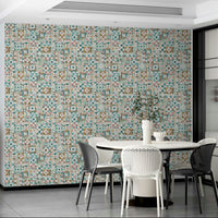 Decorative tile pattern wallpaper for feature walls

