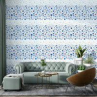 Minimalist Nordic wallpaper with ink blue florals


