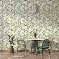 Jungle-themed leaf wallpaper with lush plant design

