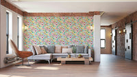 Kids floral garden wall covering with vibrant tones

