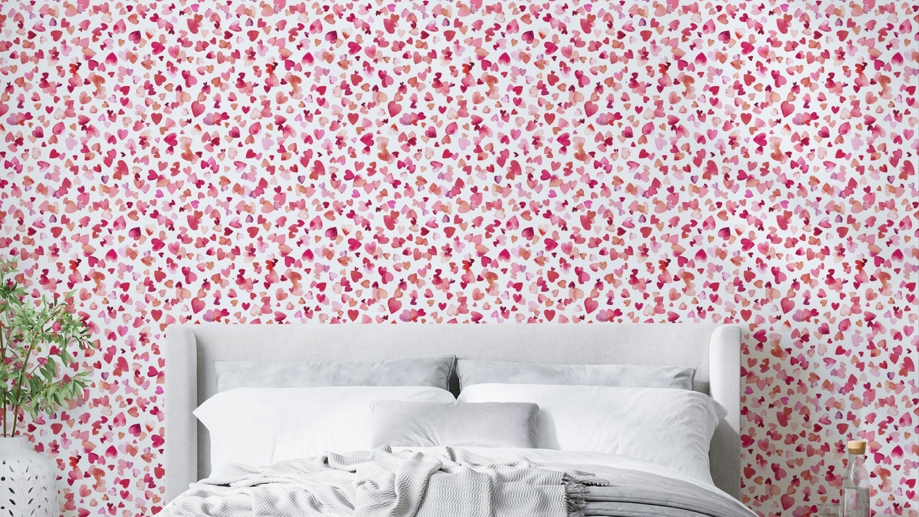 Pink and red heart wallpaper with love theme

