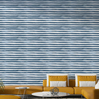 Gentle marine stripes wallpaper in watercolor finish

