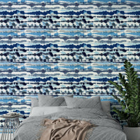 Marine-inspired wallpaper with flowing wave lines

