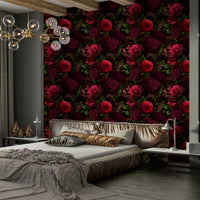 Moody floral wallpaper with evening tones

