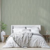 Sage tone striped wallpaper for modern calm spaces

