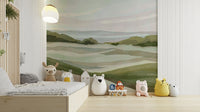 Green Whispering Hills wall mural with rolling hills

