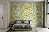 Contemporary meadow wallpaper with blooming flowers

