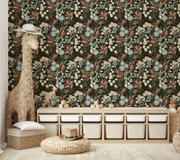 Midnight Forest Bloom wallpaper with dark floral motifs

