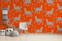 Contemporary cheetah mural in neutral tones

