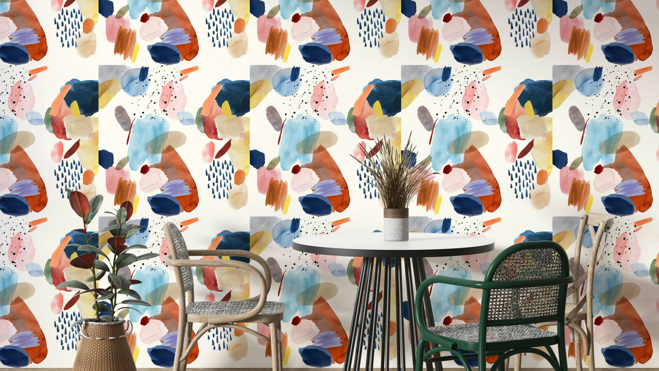 Mineral abstract painting wallpaper with soft earth tones

