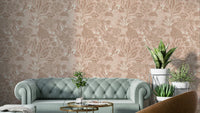 Textured Terracotta Blooms wallpaper with raised floral details

