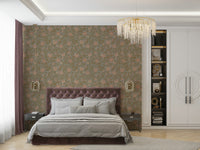 Light-toned Whispering Blooms wallpaper in bedroom

