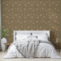 Traditional antique blooms wallpaper close-up


