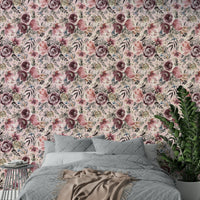 Floral pastel rose wallpaper with peony design

