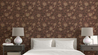 Warm brown wallpaper adding cozy elegance to walls


