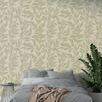 Serene sage leaves wallpaper with soft foliage

