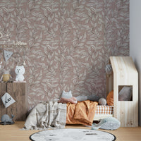 Serene leaf pattern wallpaper in soft tones

