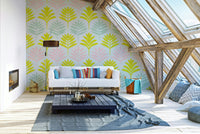 Wallpaper in blush, mint, and sky pastel shades

