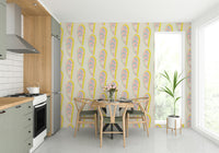 Decorative wallpaper with pastel paisley flow

