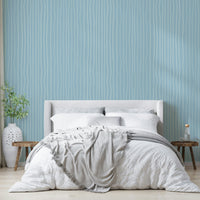 Soft blue line mural with natural flow

