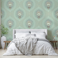 Contemporary curved floral lines wallpaper pattern


