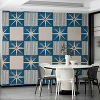 Starburst quilt block wallpaper featuring minimalist design

