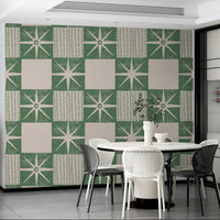 Minimalist mid-century starburst wallpaper design

