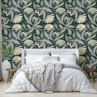 Elegant vintage floral wallpaper with botanical details

