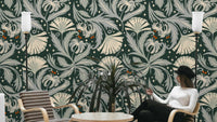 Vintage Botanica Forest Noir floral wallpaper design

