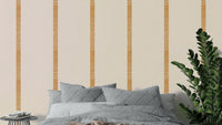 Boho golden stripes wallpaper in beige and caramel brown

