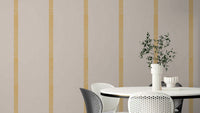 Boho golden harmony stripes wallpaper in beige ocher


