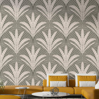 Rustic palm radiance wallpaper in soft grey shade


