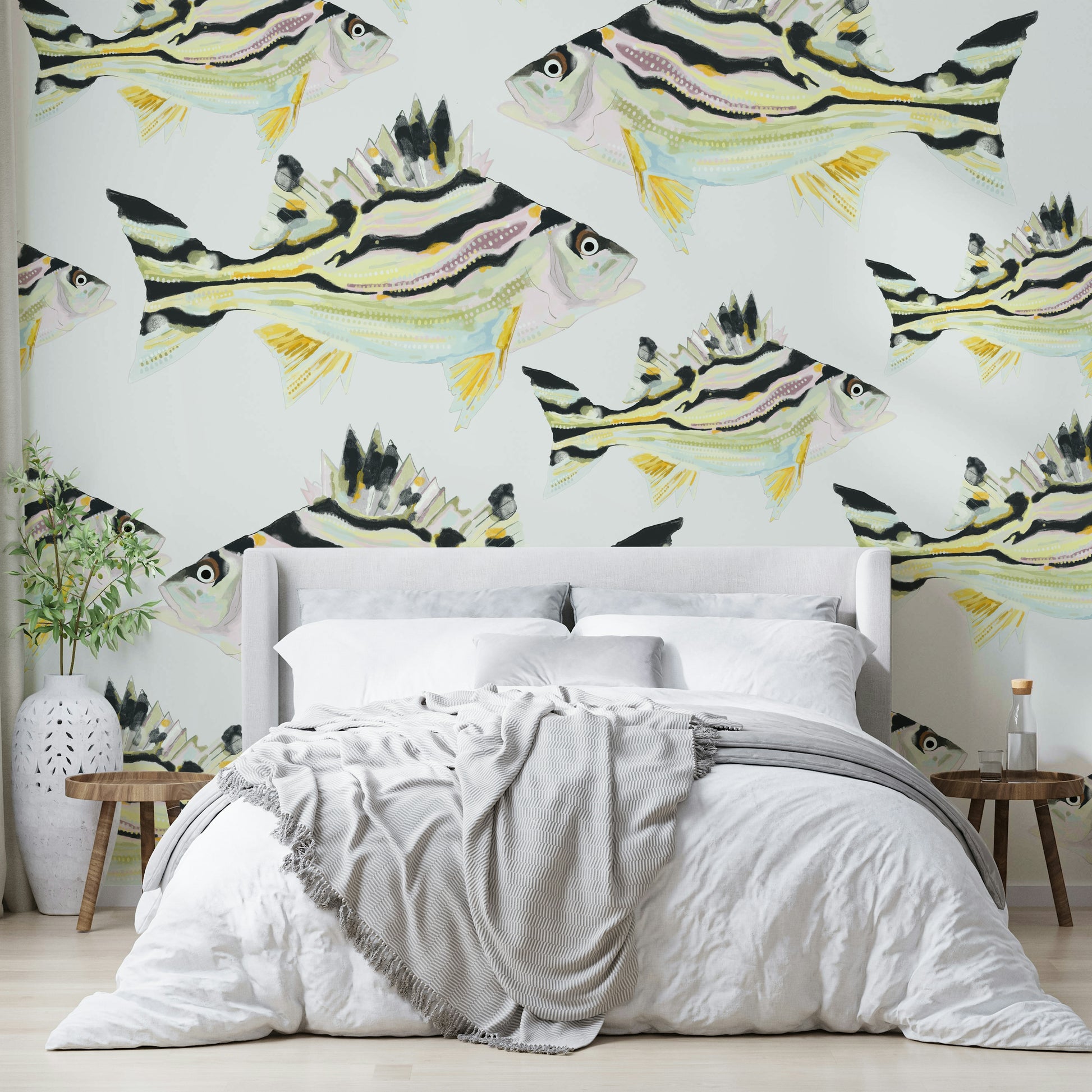 Elegant fish mural bringing a calming, ocean-inspired aesthetic to your space.

