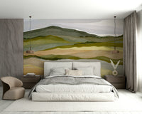 Soft greenery landscape mural

