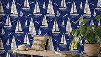 Living room nautical wallpaper


