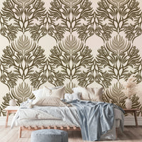 Botanical wall mural with earthy patterns

