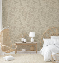 Soft neutral wall mural for a warm room feel

