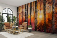 Golden forest wall mural

