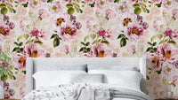 Grandmillennial wallpaper with dark moody florals design


