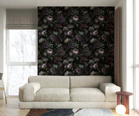 Dark, moody floral patterns in wallpaper for a statement wall

