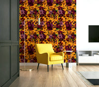 Dramatic floral wallpaper with rich, dark tones and heritage flair

