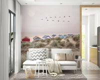 Coastal-inspired Sandy Shore Escape mural for a relaxing room.

